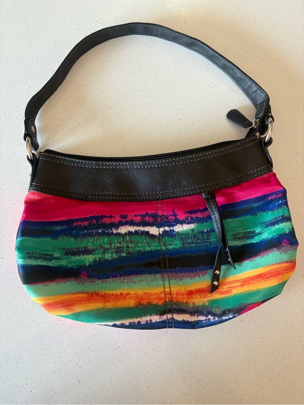 Nine & Co. Multicolor Striped Shoulder Bag with Black Trim